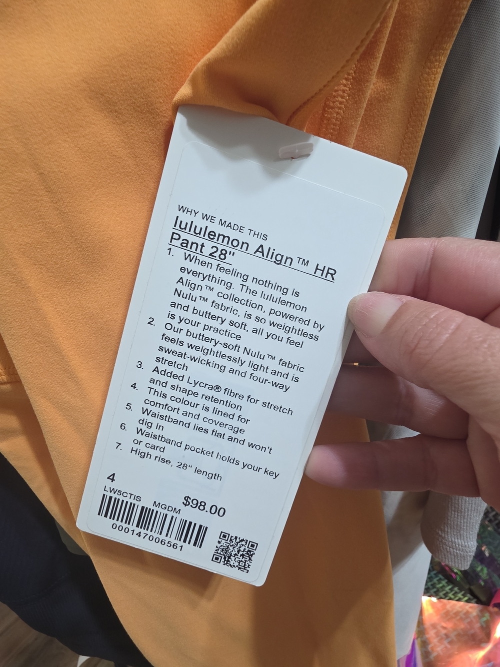 NWT Lululemon Align High-Rise Pant 28" Mango Dream Retail: $98 Size 4 - Picture 3 of 3